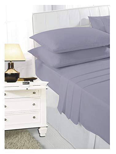 Maria Luxury Bedding & Linen 4ft Fitted Sheet Grey Small Double Bed 4 Foot Fitted Sheet in Grey - Size 122cm x 190cm (25cm Depth) Approx - Grey/Silver