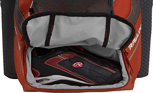 Rawlings Impulse Baseball & Fastpitch Softball Equipment Batpack Backpack Bag, Burnt Orange, Large #TOP6