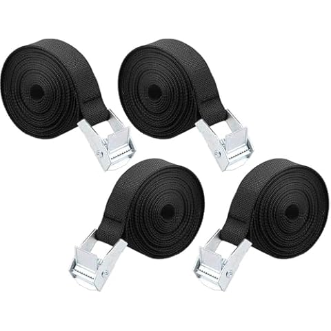 MAGARROW Lashing Straps with Cam Buckle Black (Black/White (4-Pack), 4 Feet) Cover