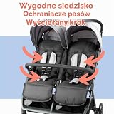 Bambisol Wózek dziecięcy Double Side | Idealny dla bliźniaków od urodzenia z ultrakompaktowym składaniem | Kolor czarny i szary