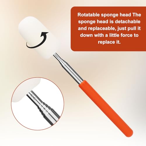 Image of 2pcs Telescoping Sponge Stick for Pottery, Retractable Ceramic Mud Tools Clay Sponge on a Stick with Handle for Cleanup Excess Water from Tall or Narrow Pottery(Large,Extend up to 28.35in)