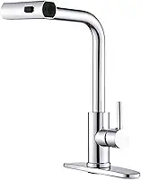 Torneira Retrátil de Cozinha e Banheiro com 4 Modos de Saída, Aço Inoxidável 304 e Latão, Sistema Cascata e Chuva, Rotação 360 Graus (Cromado - 3 Modos)