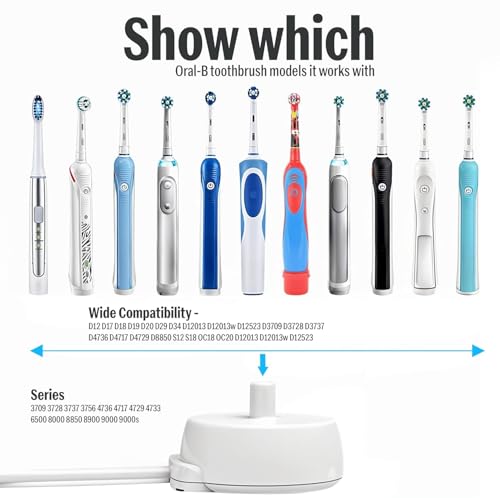 Image of Oral-B 2 Pin 240V Electric Toothbrush Model 3757 Replacement Charger Compatible with Braun Oral-B Pro 1000, 2000, 3000, 4000, 9000 & More - Waterproof, Lightweight & Travel-Friendly