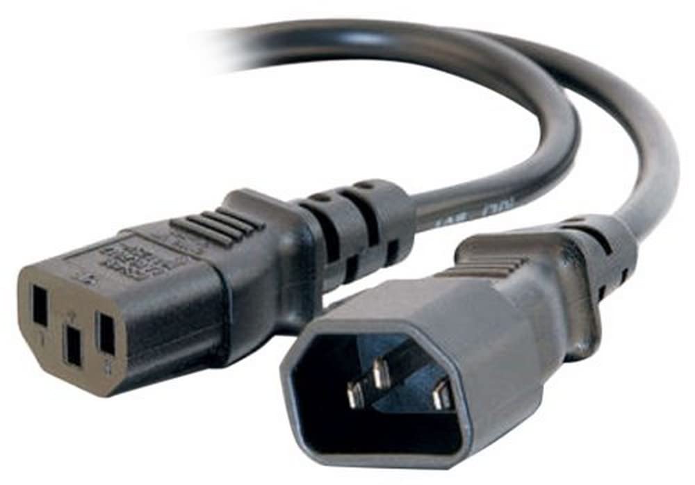 C2G Power Cord, Short Extension Cord, Power Extension Cord, 16 AWG, Black, 6 Feet (1.82 Meters), Cables to Go 29967
