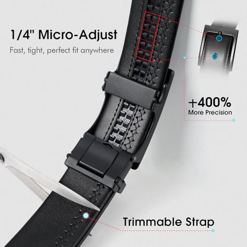 Ratchet Belts for Men- 2-Pack Men‘s Ratchet Adjustable Click Slide Belts for Dress Casual 1 3/8" Leather Belt Gift4