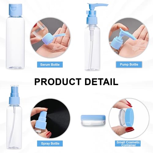 Image of GLUN 11 Piece Travel Bottles Set for Toiletries, Beauty Leakproof Travel Containers, Travel Accessories Squeezable Refillable Bottles for Shampoo, Lotion, Beauty Cream Container
