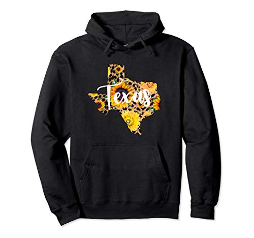 Texas sunflower leopard print wildflower state map pullover hoodi…