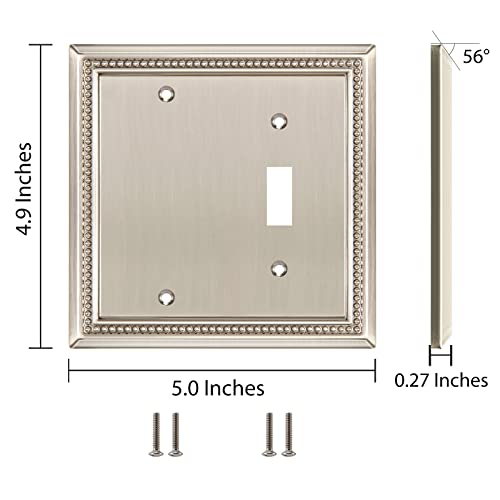 Image of Henne Bery Sunken Pearls Heavy Duty Decorative Wall Plate Switch Plate Outlet Cover (Blank /Toggle, Satin Nickel)