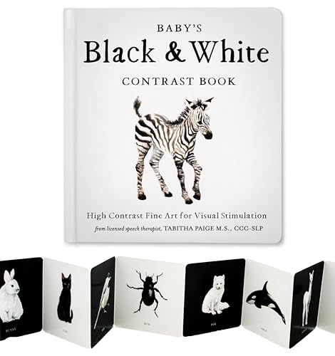 Baby's Black and White Contrast Book: High-Contrast Art for Visual Stimulation at Tummy Time (Tabitha Paige Children's Book Series)
