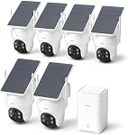 AOSU Caméras de sécurité en plein air, 6-Cam Kit, aucun abonnement requis, aosuBase Élargissable à 1TB (32GB (Incorporé), 5MP Caméra solaire, 360° PTZ, Suivi automatique humain, configuration facile