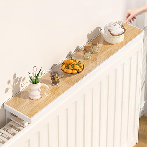 Aeovot 40/50/60 cm Balda Radiador Madera - Estante Radiador Sin Taladrar Antipolvo Antihumo, Cubre Radiadores Flotantes Modernos para el Hogar Dormitorio Salón Pasillo Ahorra Espacio