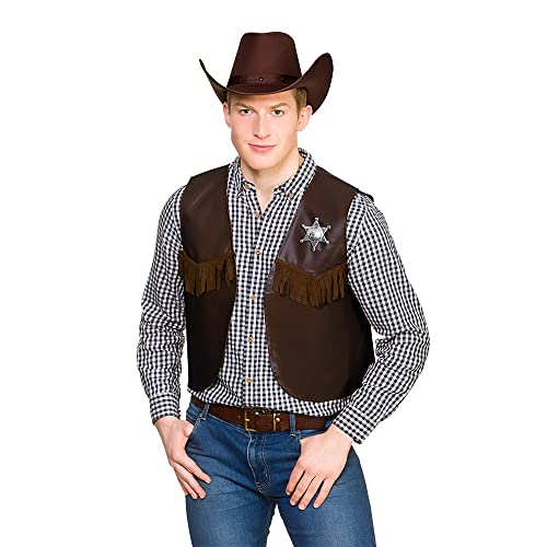 Wicked Costumes Gilet de cowboy/shérif pour adulte Marron foncé Taille unique