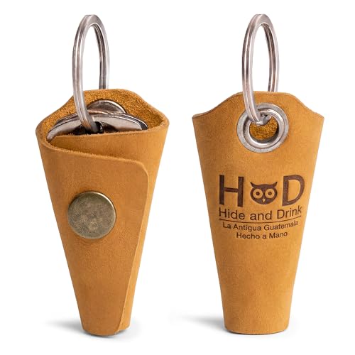 Image of Hide & Drink Full Grain Leather Wrap Keychain, Organizer Snap Closure, Key Ring Cover, Silencer Sleeve Key Holder for Men