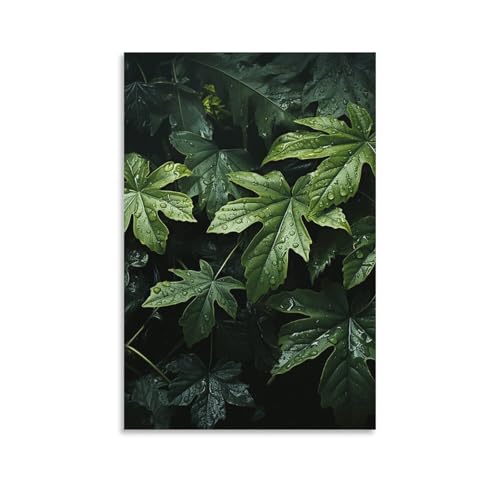 Toile feuilles vertes pour decoration salon moderne et chambre a coucher