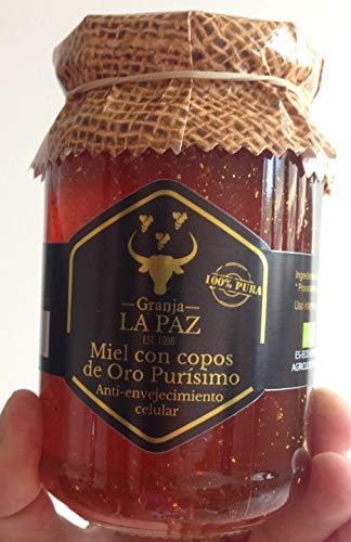 Miel orgánica con Puro Oro 24k 'Granja La Paz' 500 gr. 100% española