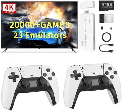 Console Rétro Whatsko 2025 – 20 000+ Jeux, 2 Manettes Sans Fil, Sortie HDMI, 64 Go, Pour Enfants Et Adultes