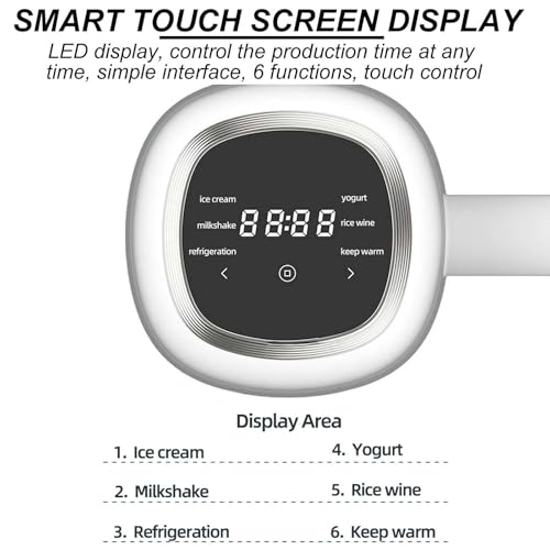 HCAUYNN Kabellose EIS- Und Joghurtmaschine, Wiederaufladbare Haushalts-Softeismaschine, 60-W-Led-Touchscreen-Softeisbecher – Bild 4