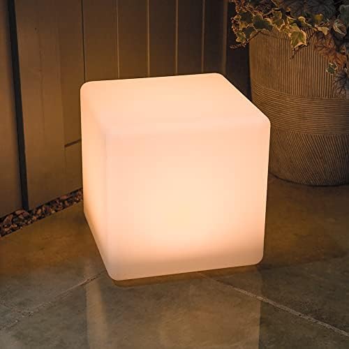 Shapelights® Indoor & Outdoor USB Chargeable Solar Powered Colour Changing Mood Light - Cube 30cm