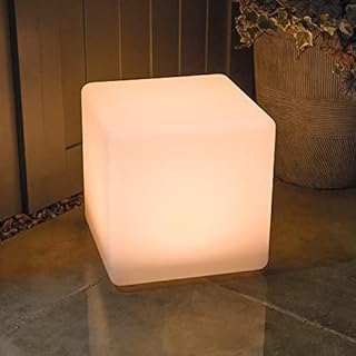 Shapelights® Indoor & Outdoor USB Chargeable Solar Powered Colour Changing Mood Light - Cube 30cm