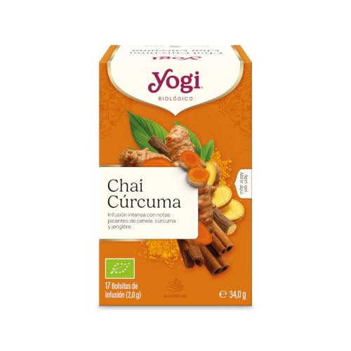 Yogi Tea - Chai Cúrcuma, Infusión Ayurvédica de Especias con Cúrcuma, Canela y Jengibre - 17 Bolsitas, 34g