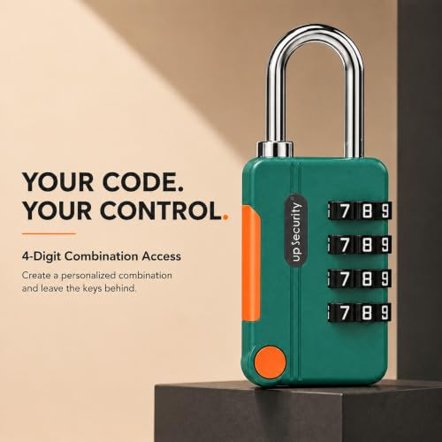 Image of FreshDcart 4 Digit Combination Lock | Heavy Duty Resettable Number Padlock for Luggage Bags Suitcases Backpacks Travel Security | Pack of 1 | Green