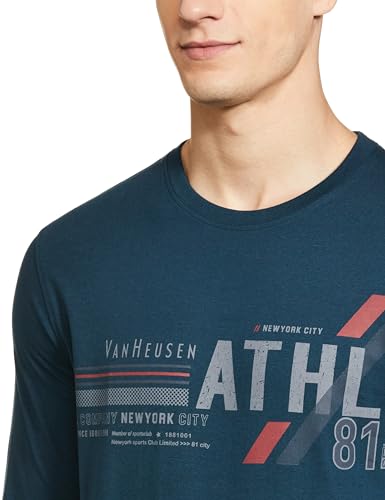 Image of Van Heusen Men Athleisure Regular Fit T-Shirt - Cotton Rich - Crew Neck, Long Sleeve, Printed