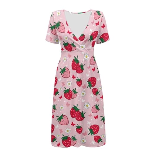 Image of Women's Summer Formal Dresses Short Sleeve Wrap V Neck Dresses Bridesmaid Wedding Guest Dress with Pockets