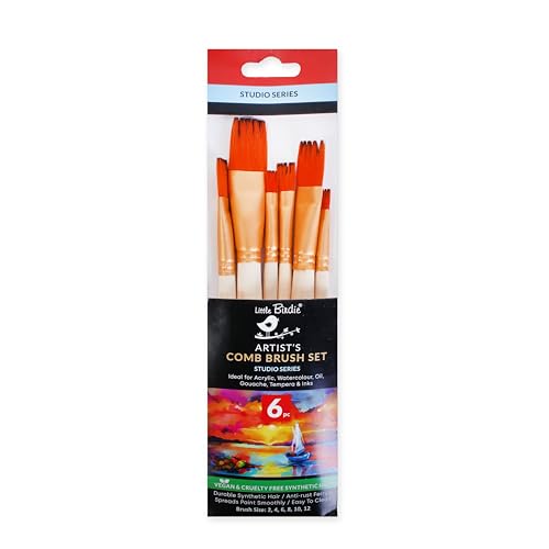Image of Little Birdie Comb Brush Synthetic Hair Size 2 4 6 8 10 12 Set of 6 pc