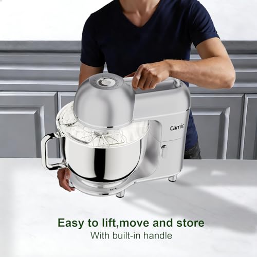 Camic Electric Stand Mixer,7.45 QT,10 Speeds with Dough Hook,Whisk, Flat Beater Attachments, Splash Guard, Easy-Carry Top Handle,3-IN-1 Kitchen Mixer for Baking Cakes Cookie Bread Salad (Silver) by Camic - Image 7