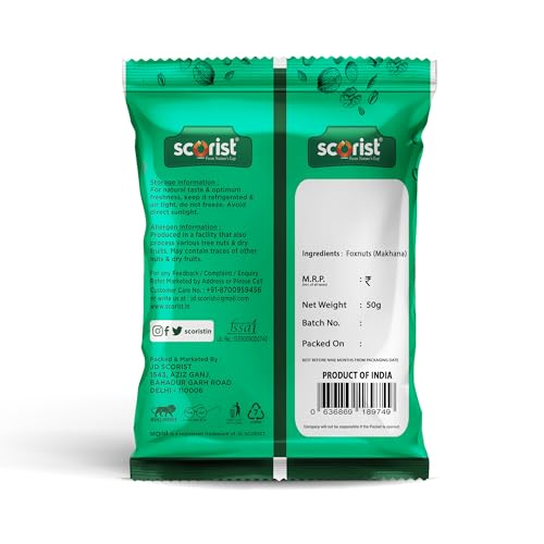 Image of Scorist Premium Foxnut (Makhana) 50g | Fox Nuts (Phool Makhana) 50g | Lotus Seeds | Healthy Snacks | Vegan, Superfood