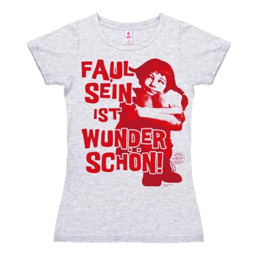 Logoshirt Pippi Långstrump dam kortärmad rund hals flickor t-shirt - ljung grå - damtröja - licensierad originaldesign