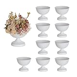 Sziqiqi Urn Vases for Wedding Centrepiece - 6in High White Metal Vase Set of 10 Small Vintage Flower Arrangement Pots for Table Centrepieces Elegant Hammered Vase for Christmas Anniversary Party