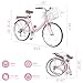 24/26 Inch Foldable Beach Cruiser Bike for Womens, 7 Speed Womens Bike with Basket and Coffee Cup, Commuting Bicycles for Women, Lightweight Complete Cruiser Bikes Bicycle for Ladies​​ Adults