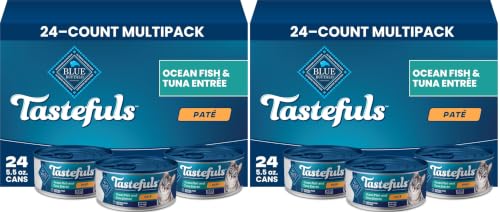 Image of Blue Buffalo Tastefuls Wet Cat Food Pate,Made with Natural Ingredients,Ocean Fish and Tuna Entree,5.5-oz Cans,(Pack of 48)