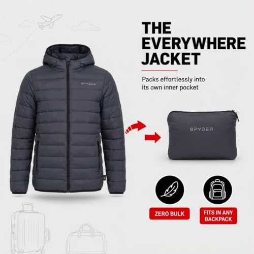 Image of Spyder Boys Puffer Jacket - Packable Lightweight Hooded Winter Coat