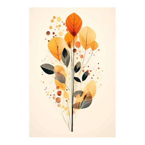 Décoration murale feuilles automne abstraites grand format pour habiller un mur vide