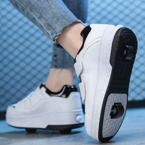 Kids Roller Skates Shoes Sneakers for Boys & Girls, Classic Colours Parkour Shoes with 2-Wheels Unisex Skateboarding Shoe Retractable Skating Shoes for Children's Students Sports Play3
