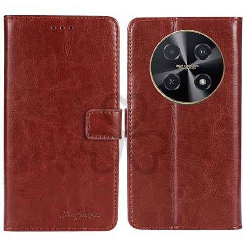 TienJueShi Brown Book Stand Retro Flip Leather Protector Phone Wallet Gel Cover Etui TPU Silicone Case For Huawei Enjoy 70X Ener