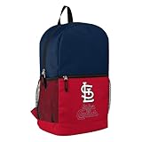 FOCO MLB Officially Licensed Baseball Team Color Primary Logo 2 Tone Big Logo Color Block School Bag Travel Backpack - St. Louis Cardinals