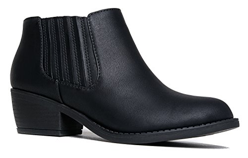 J. Adams Casual Western Ankle Bootie-Comfortable Closed Toe Shoe – Low Heel Slip