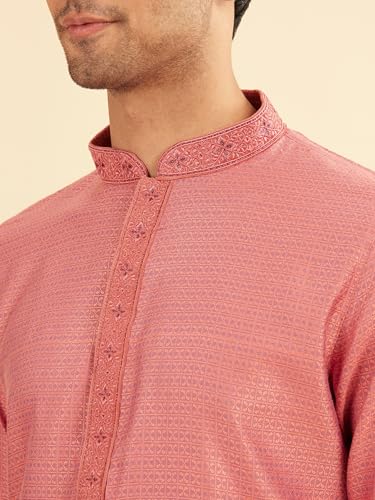 Image of Manyavar Men's Viscose Blend Self-Design Kurta Pyjama Set (2pcs)