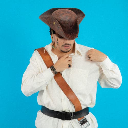4e's novelty brown faux leather pirate hat for adult men women kids tricorn hat for halloween pirate costume accessories 7 4e's novelty brown faux leather pirate hat for adult men women kids tricorn hat for halloween pirate costume accessories - image 8