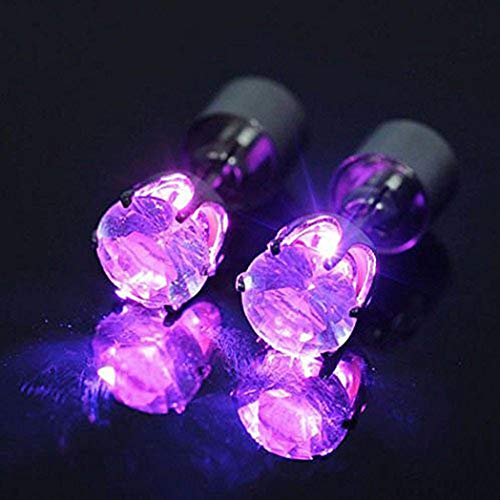 IC ICLOVER LED Earrings, Shiny Glowing LED Lighting Up Stylish Earring Studs Crown Shap Ear Drop Stud, Christmas Xmas New Year Wedding Rave Dance Party Decoration, Gift for Women Men Boy Girl - Purple