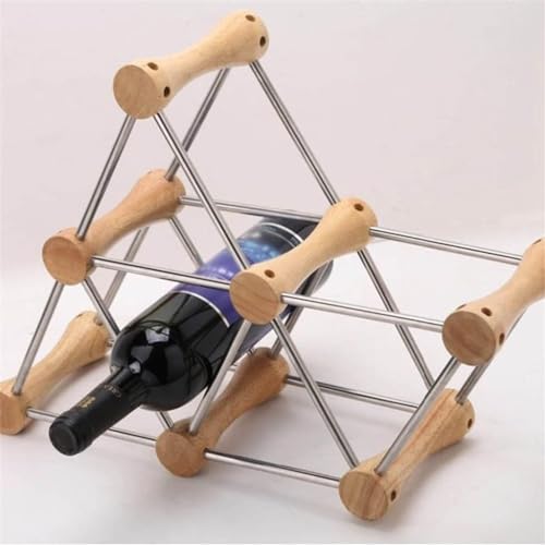 Soporte para botellas de vino de mesa de madera y metal miniatura 3