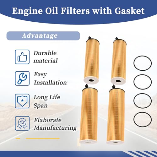 Image of A6541801100 4Pcs Engine Oil Filters with Gasket Compatible with Mercedes-Benz Sprinter 2500 3500 3500XD 2023 2024,Replace 6541801100