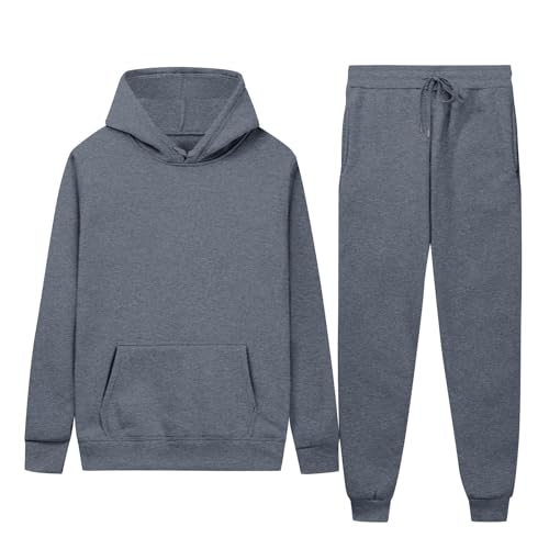 Generico Tuta Uomo Completa Invernale Felpata in Pile - Completo con Pantaloni e Felpa con Cappuccio - Sportiva per Casa e Jogging