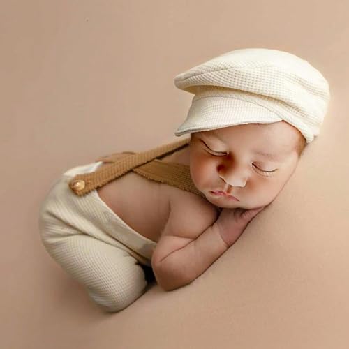 Image of Holibeat Newborn Boy Photography Props Baby Boy Photo Shoot Outfits Infant Gentleman Romper Suits with Hat