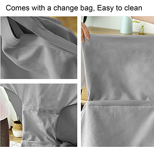 Hwoek Double Sofa Bean Bag Chair Cover(No Filler), Premium Cotton And Linen Extra Large Sack Bean Bag Cover For Adults And Kids,Green + Dark Gray #TOP6