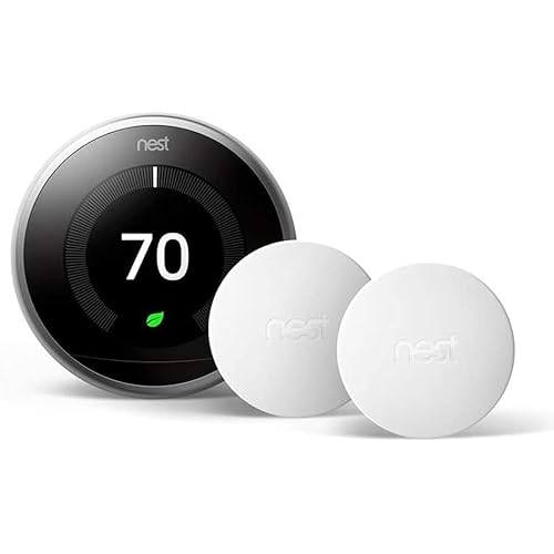 Nest 3rd Gen BH1252 Wi-Fi Programmable Thermostat in Stainless Steel with 2 Sensors