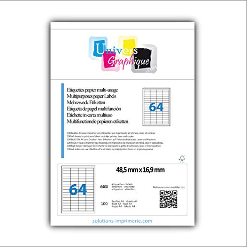 UniversGraphique, 6400 Etichette Adesive su Fogli
